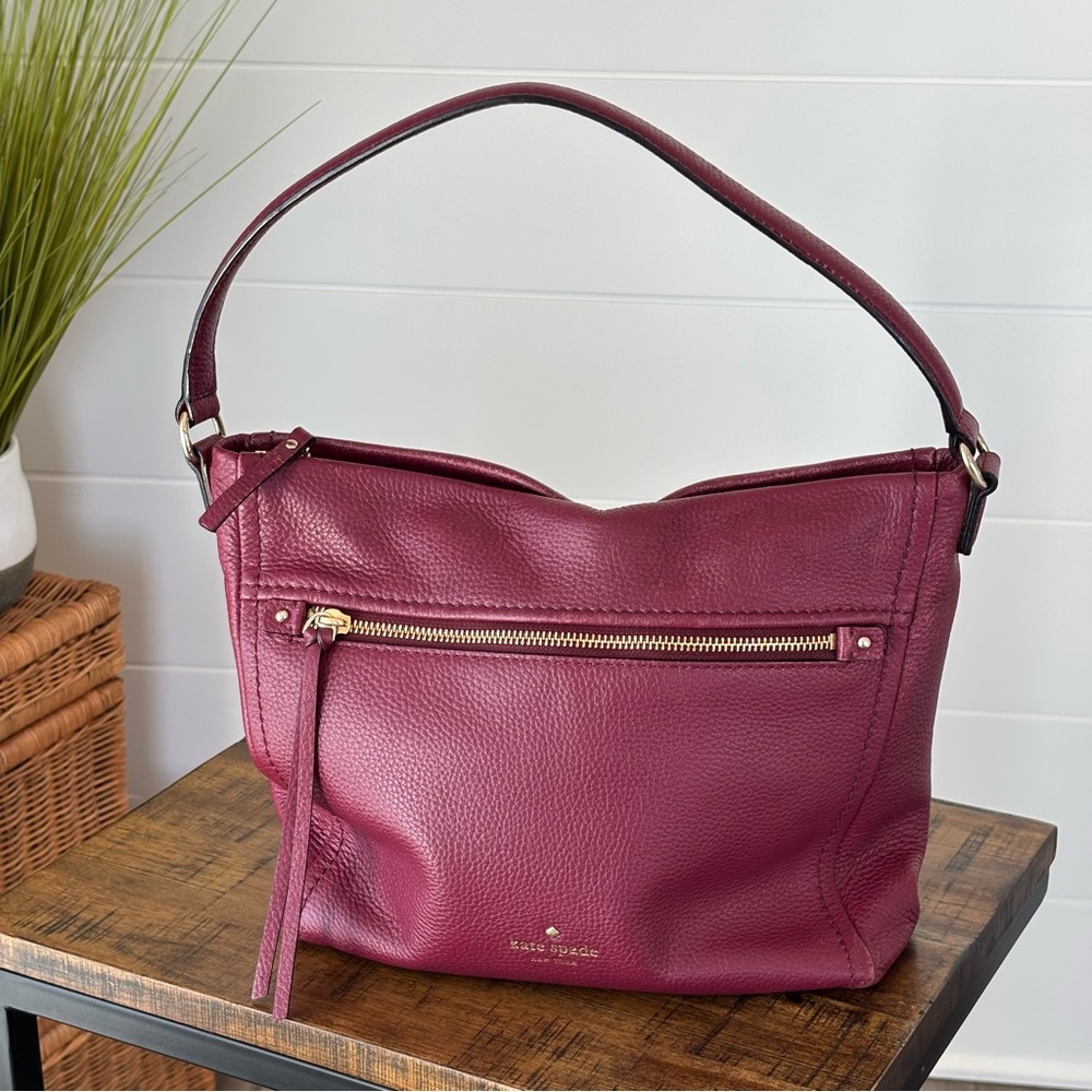 Kate Spade Cobble Hill Teagan Leather Hobo Bag in Merlot - Picture 15 of 16